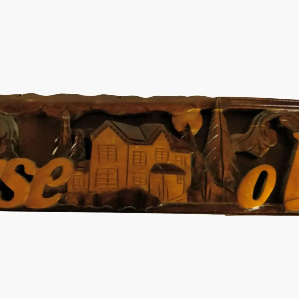 Bless This House O Lord Wooden Wall Decor Plaque Brown Rustic Cabin Spiritual